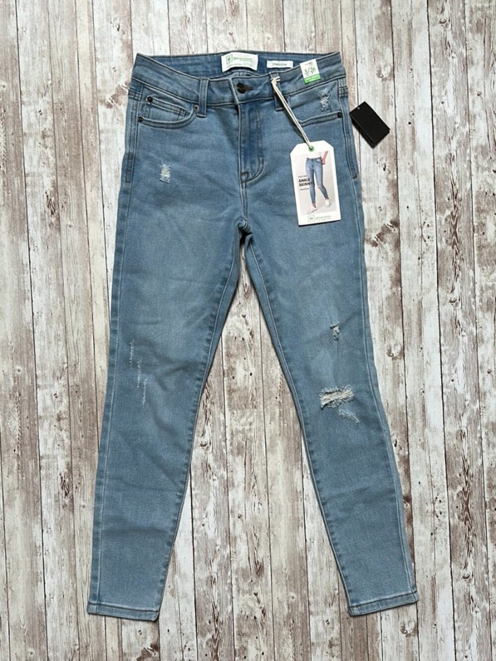 RE Generation Meadow Ankle Skinny Jeans Mid Rise sz 3/26 Light Blue Wash Stretch